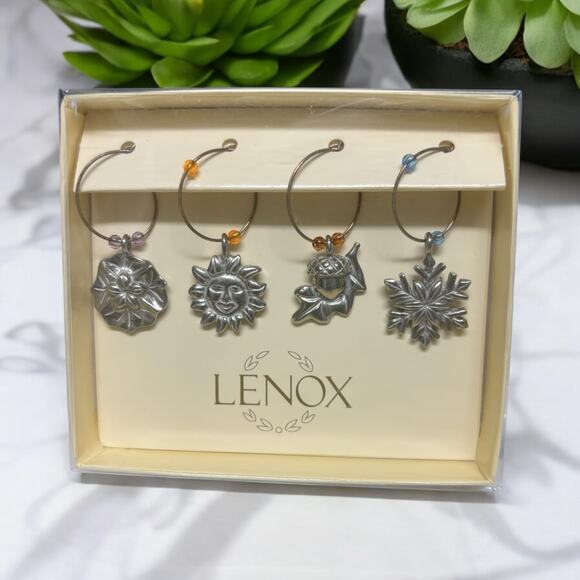 Lenox 4 Seasons Wine‎ Charms Fall Spring Summer Winter NEW in BOX - Picture 1 of 2